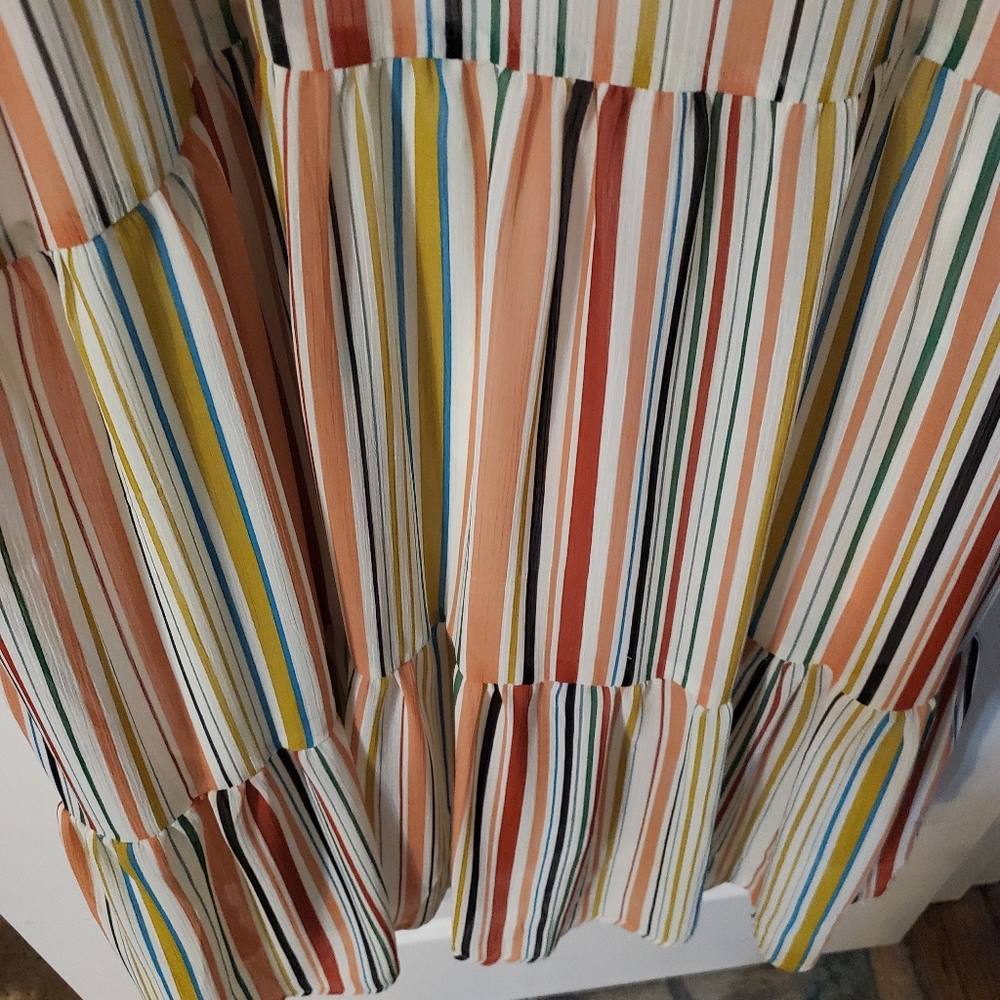 Fully Lined Spaghetti Strap Multicolor Stripe Max… - image 3